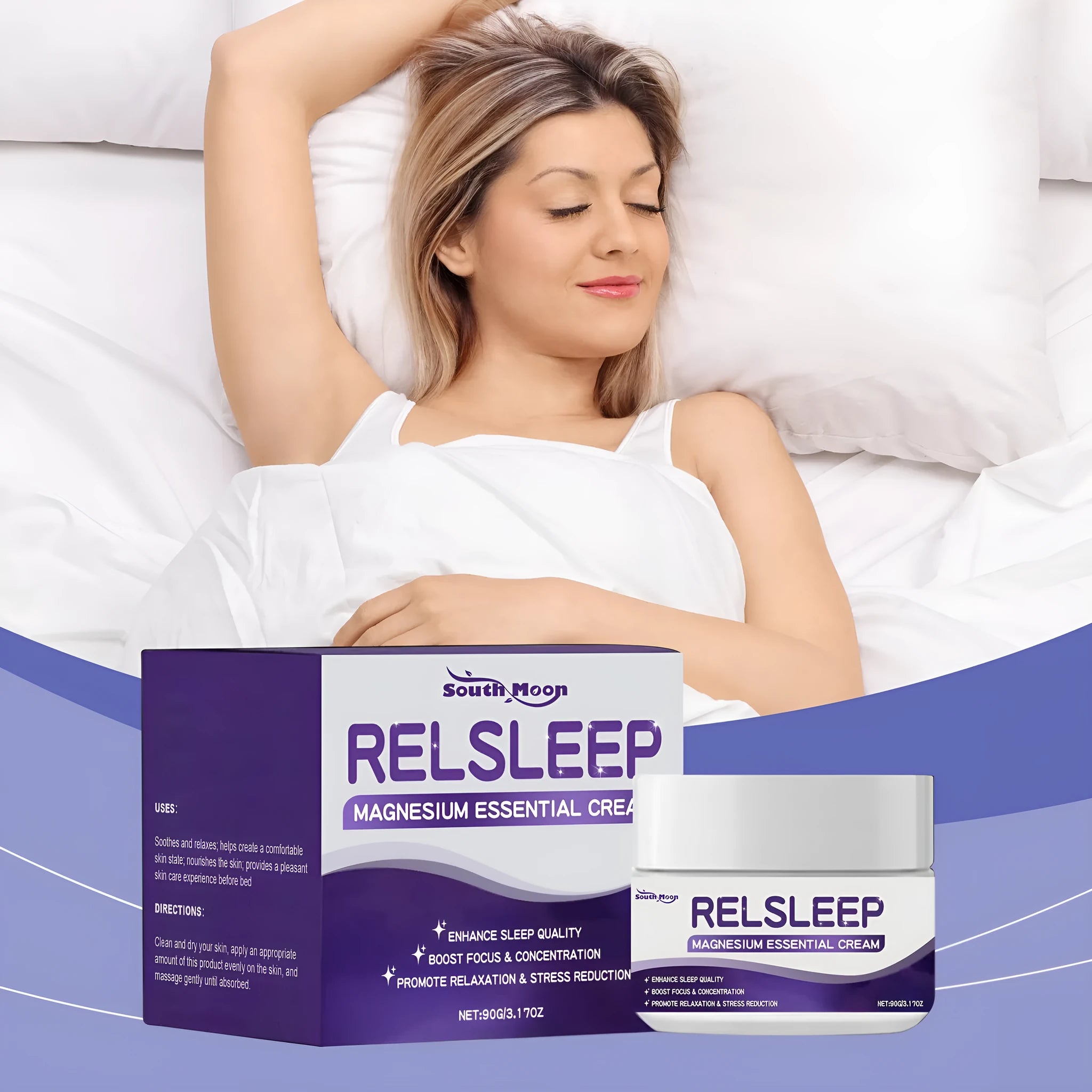 90g jar of Sleep Magnesium Essence Cream with honey active ingredient for overnight hydration