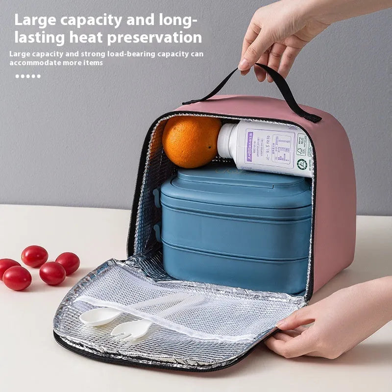 Insulated lunch bag in textured cloth with heat preservation function