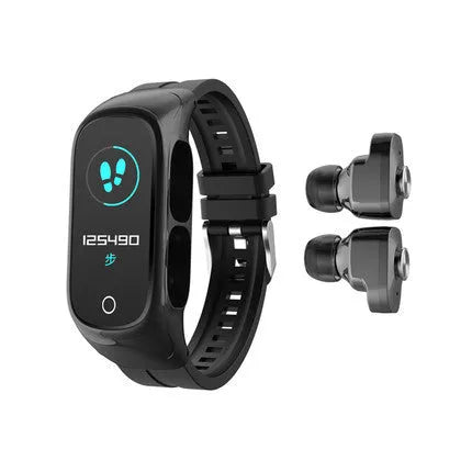 N8 Smart Bracelet Bluetooth Headset Combo showing wrist strap design with earphones in black, white, red, or pink colours