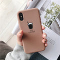 Soft matte silicone iPhone case showing cute ice coffee and french fries couple patterns.