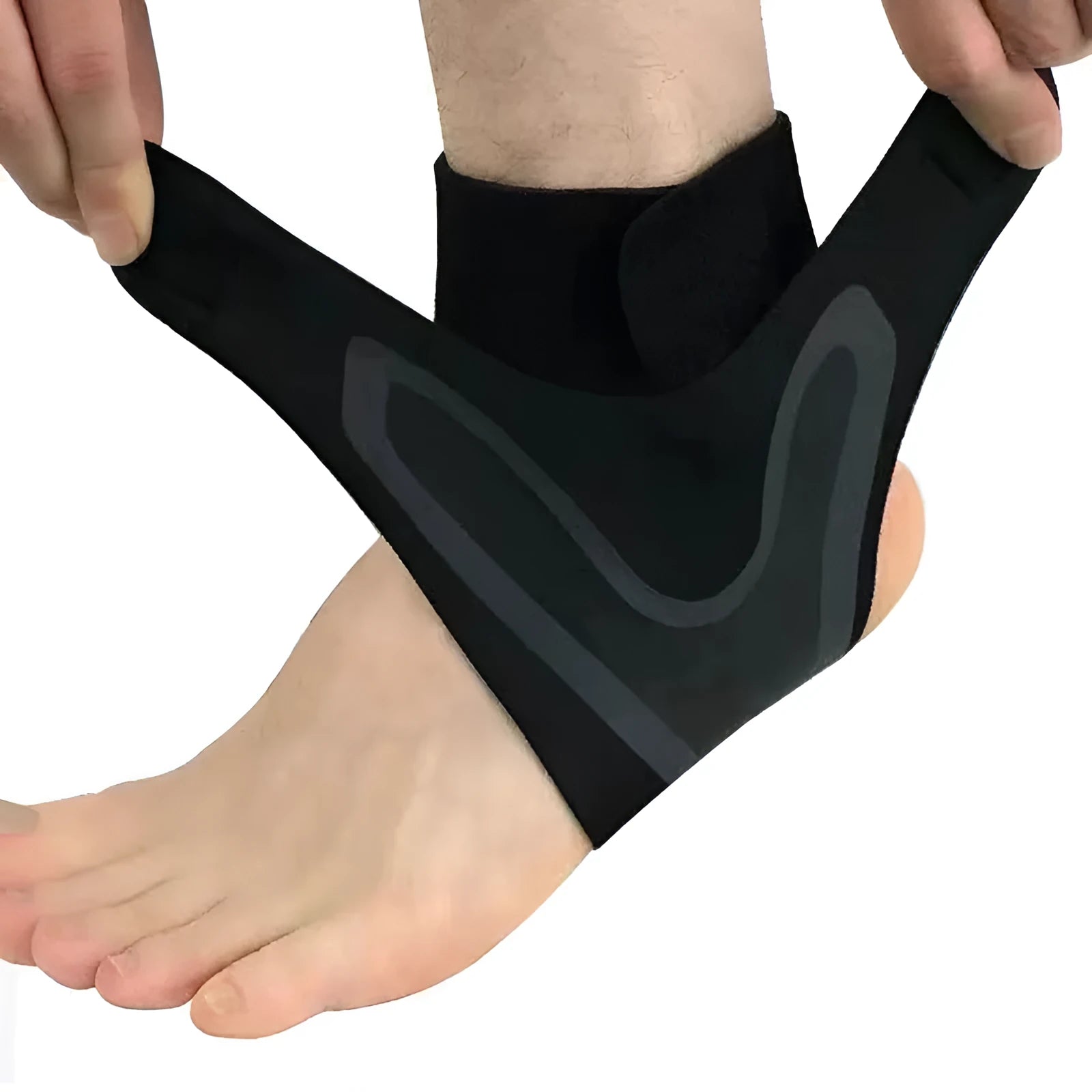 Adult ankle support cover for right foot, shown in size L for sports like running and basketball.