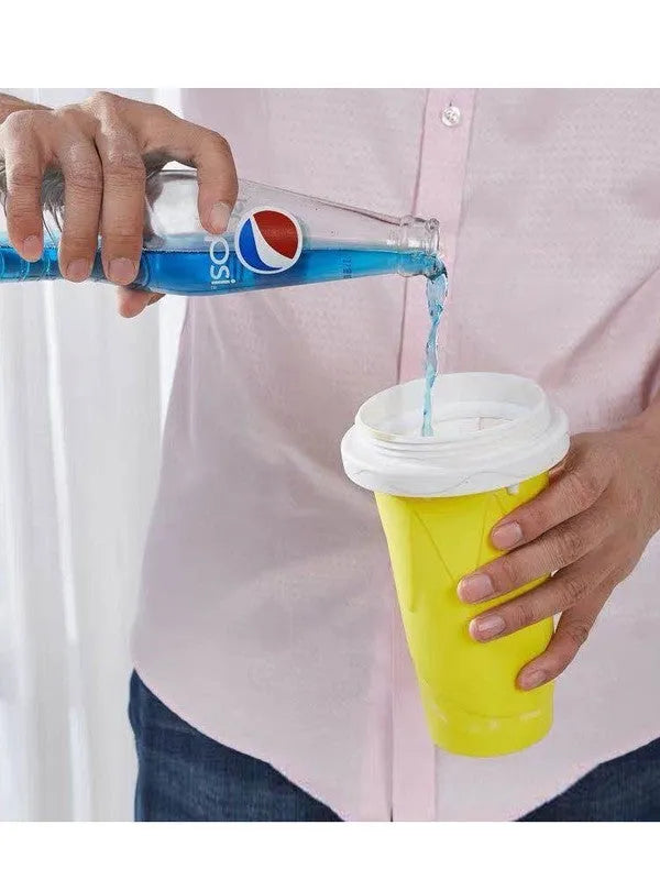 Blue reusable silicone instant cooling pinch cup with cylindrical double-layer design.