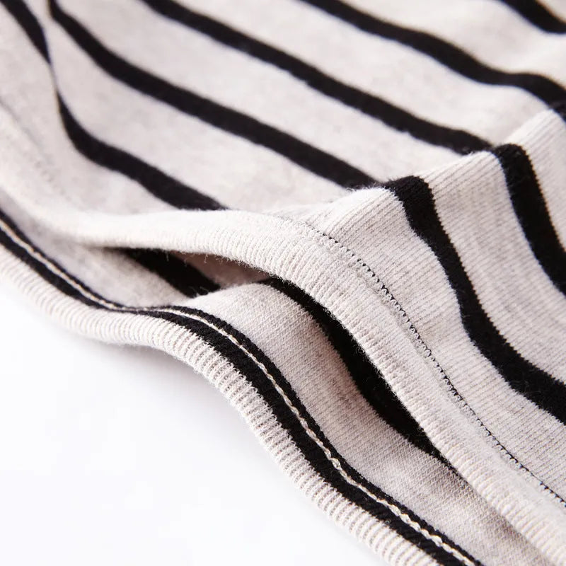Striped print cotton long sleeve T-shirt for baby girls in black or red colours