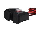 Motorcycle USB waterproof car charger with dual ports voltmeter and cigarette lighter black