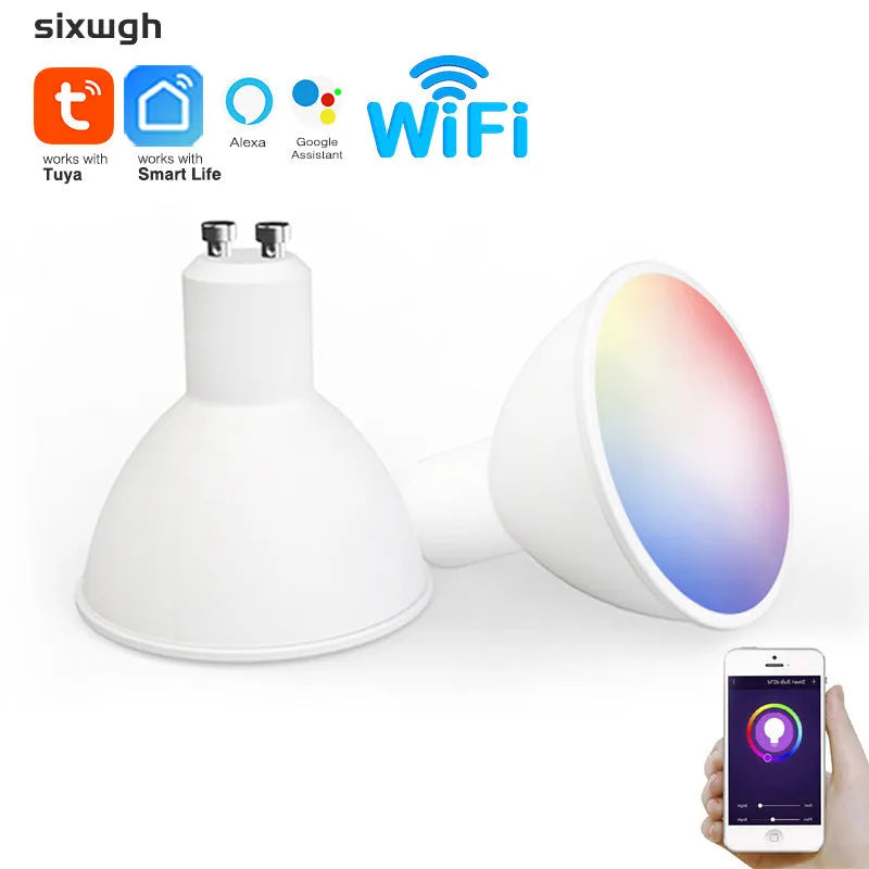 GU10 smart WiFi spotlight bulb with RGBCCT colours and adjustable temperature control