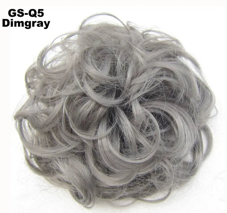 Fluffy drawstring curly hair bun ring set in 1B style with chemical fibre construction, popular in Europe Japan South Korea for women