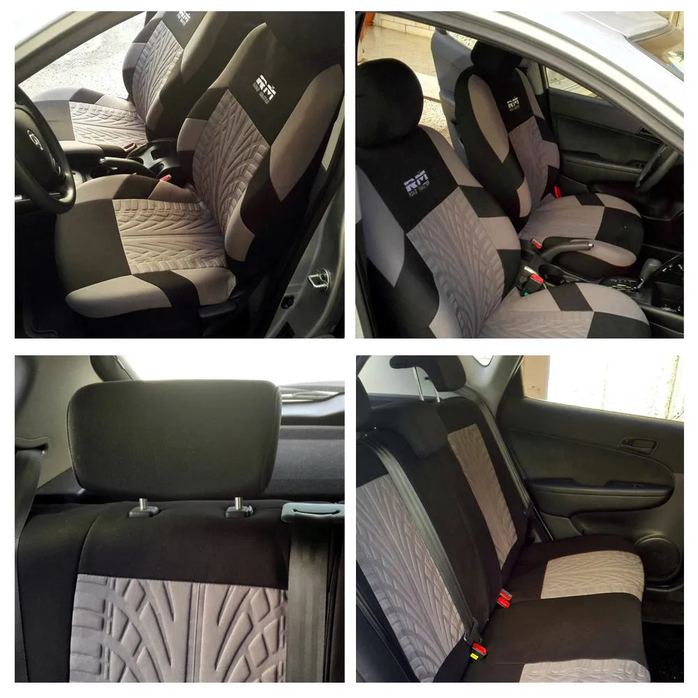 Set of cotton-padded car seat covers for General Motors in black, blue, brown, and red options