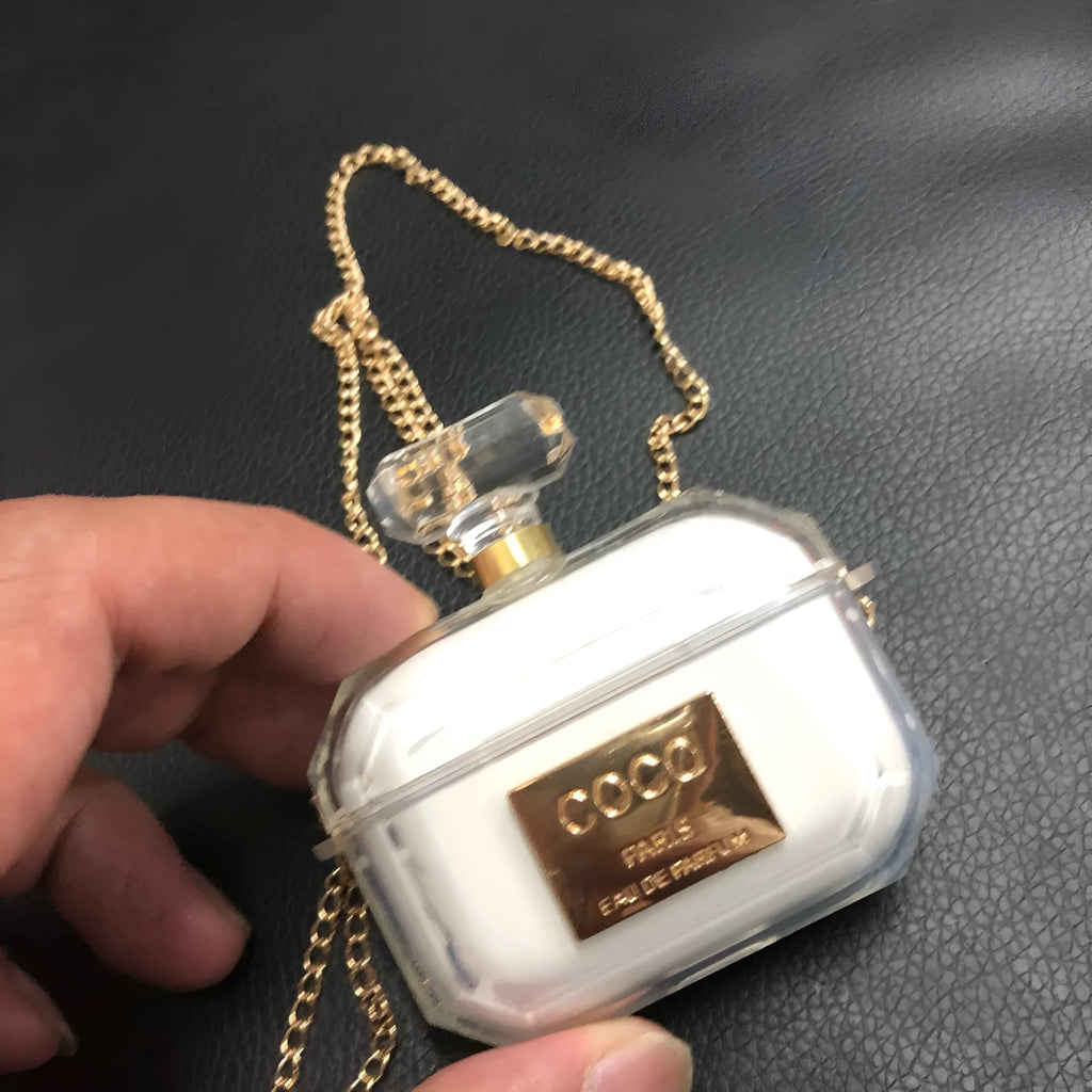 White perfume bottle shaped silicone case for AirPods Pro and AirPods 3 charging box