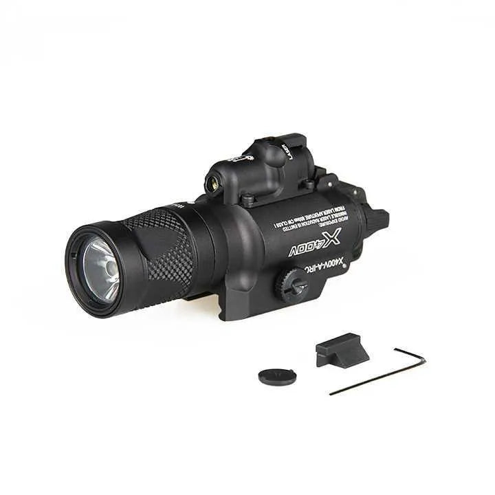 American P1 tactical strobe flashlight in black ABS with hand press mechanism and LED light source