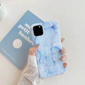 Frosty marble silicone phone case back cover with geometric pattern in multiple colours for iPhone models
