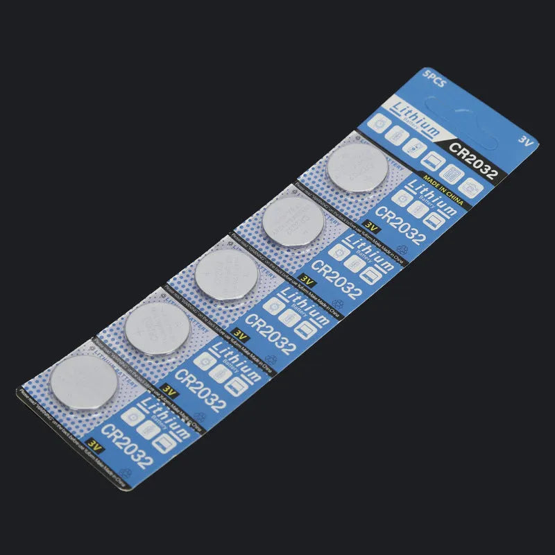 CR2032 3 volt lithium button battery cell with steel casing, 20mm diameter.
