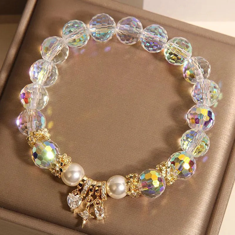 Colorful metal bracelet for women with small love water drops and eight-pointed star details in light luxury minority style