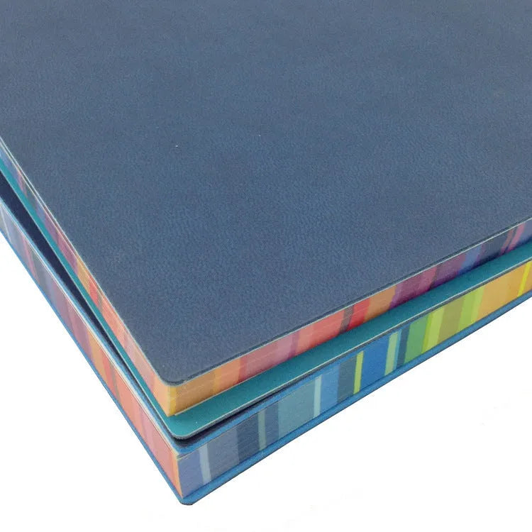 Colorful Rainbow Side A5 PU leather cover notebook with 100g Daolin paper and lock-line binding