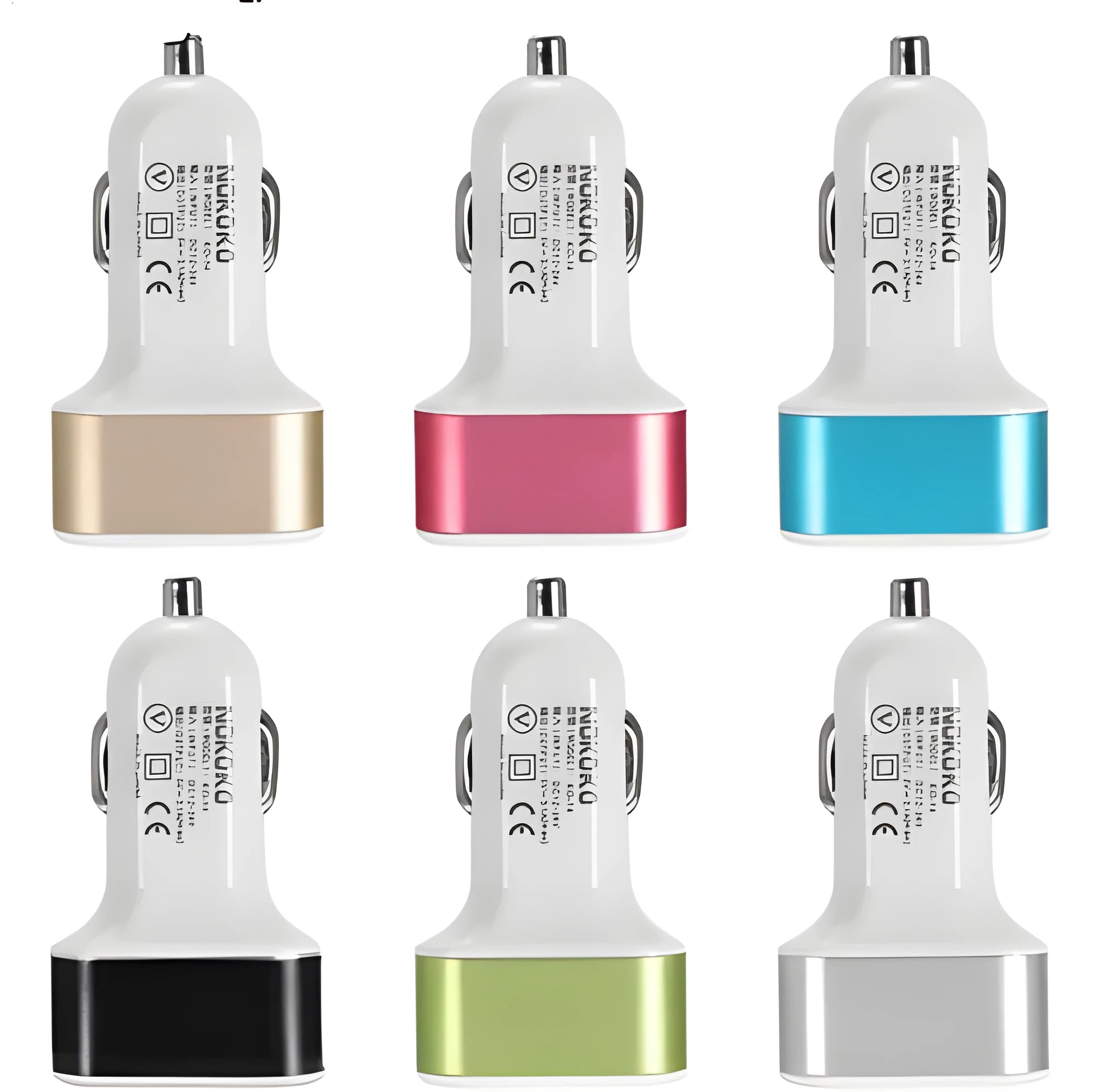 3USB aluminum car charger with indicator light in black colour option