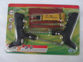 8-piece vacuum tyre repair tool kit with rubber strips, glue, probe, and pin in a plastic box.