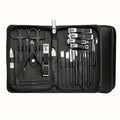 30-piece stainless steel nail tool set showing clippers, files, and pushers in a case.