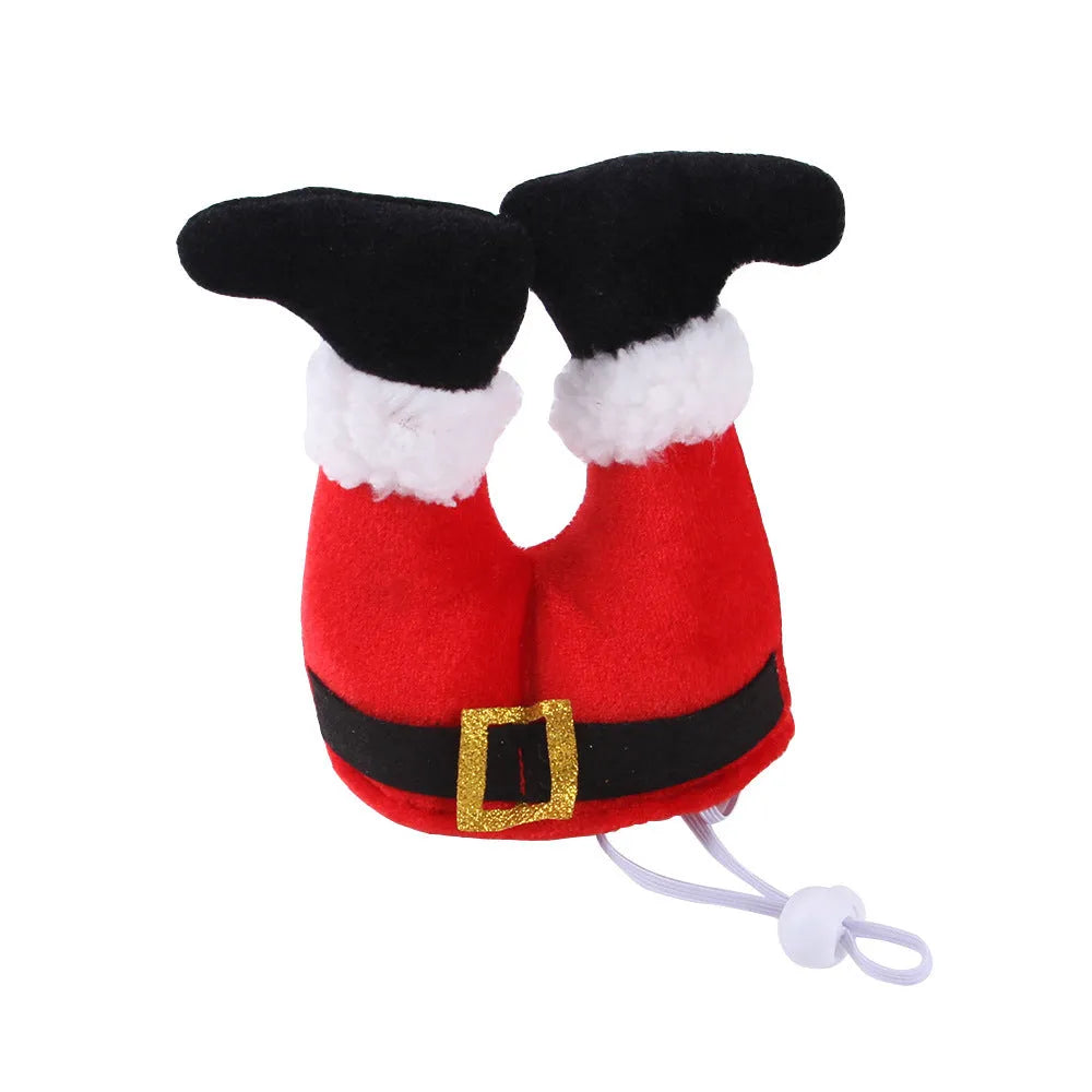 Red polyester Christmas hat for small dogs and cats, 20x17x5cm, one size, festive pet costume accessory