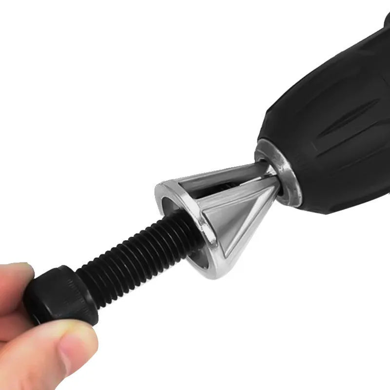 Silver hexagon deburring chamfer tool made of chrome molybdenum steel for electric drill burr removal