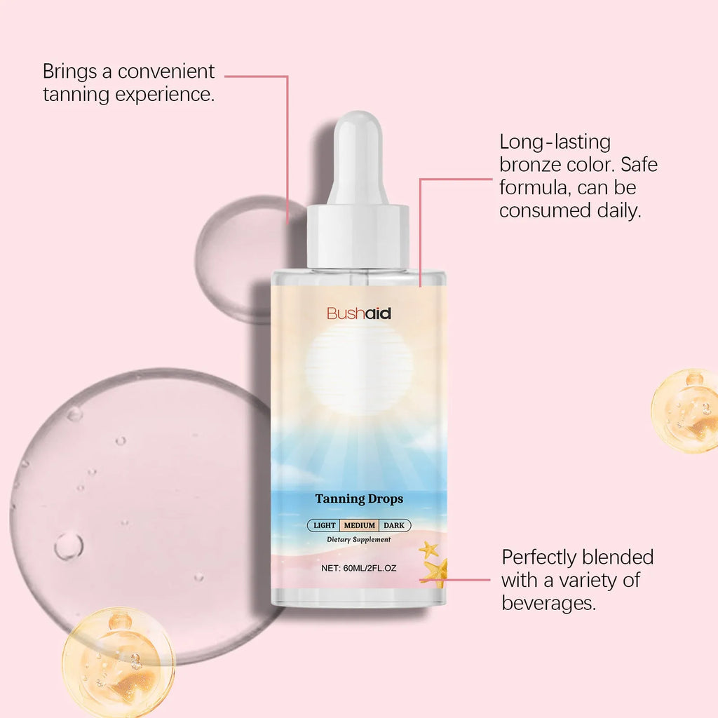 60ml bottle of no sunlight tanning drops for body care with pump dispenser