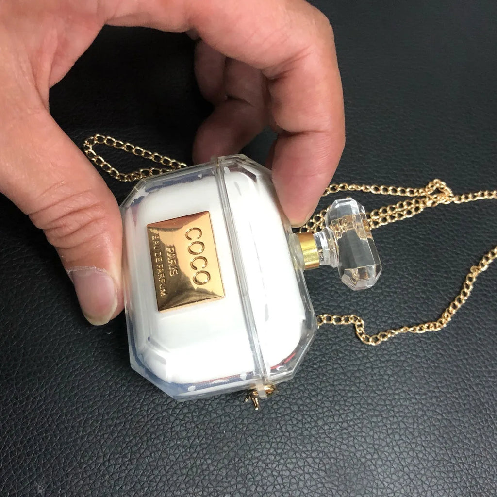 White perfume bottle shaped silicone case for AirPods Pro and AirPods 3 charging box
