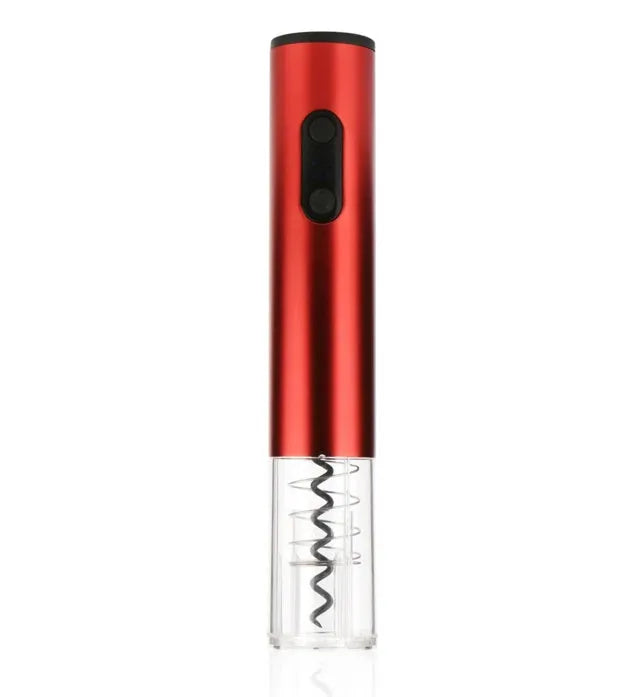 Silver automatic electric wine bottle opener with integrated foil cutter.