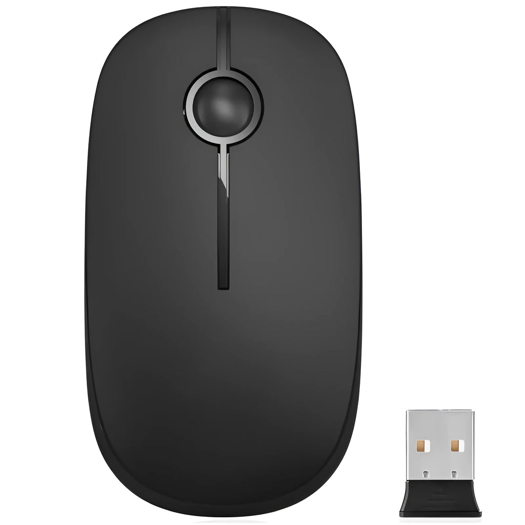 2.4G wireless mouse black colour compact 120x66x36mm design with USB receiver