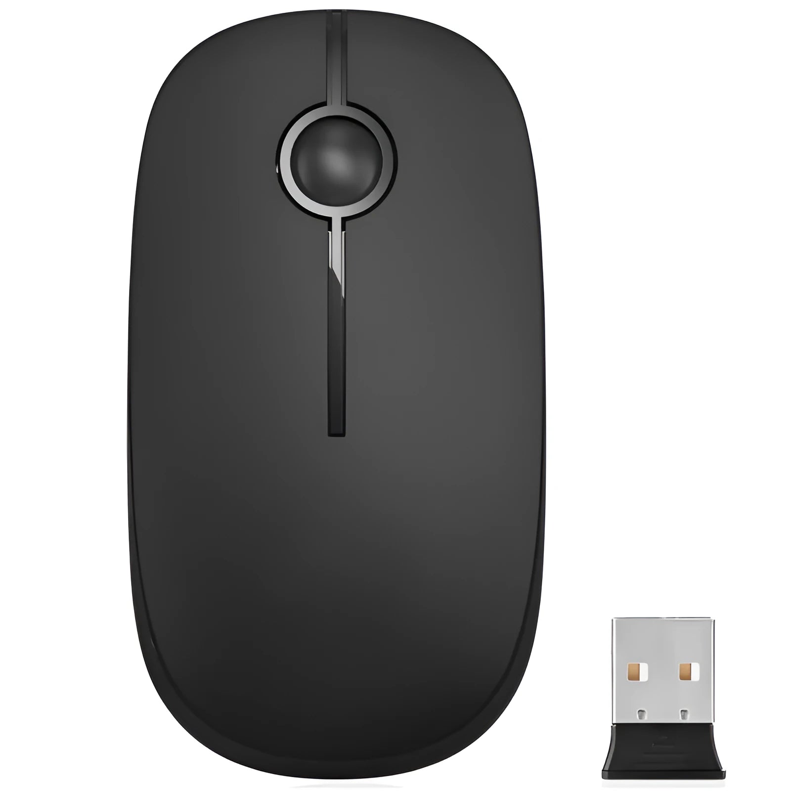 2.4G wireless mouse black colour compact 120x66x36mm design with USB receiver