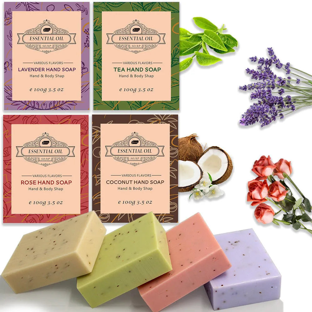 Handmade essential oil soap bar with frosted texture in 100g size for bathing and cleansing