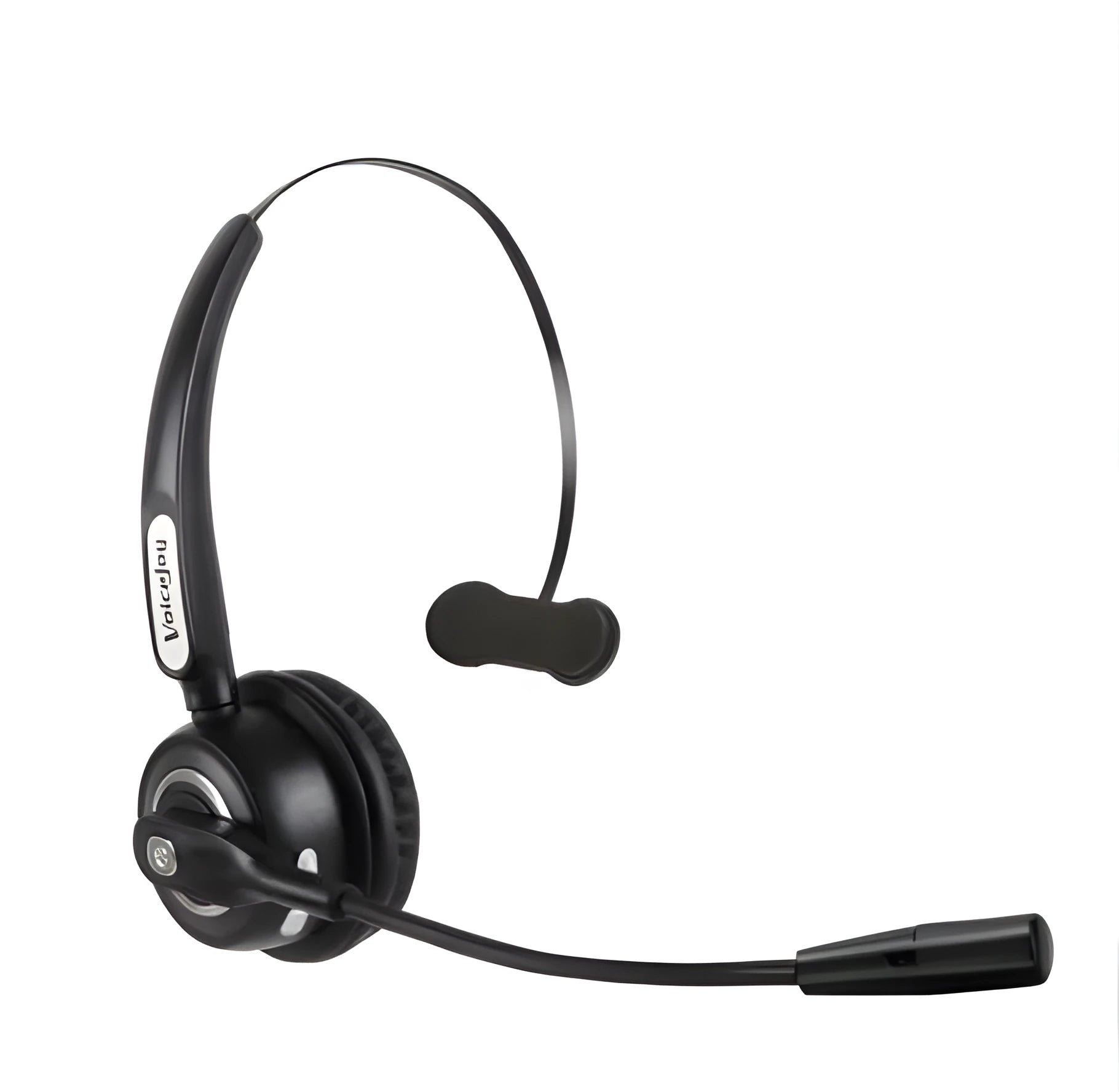 Bluetooth headset with microphone for truck drivers featuring noise-cancelling technology and USB charging cable