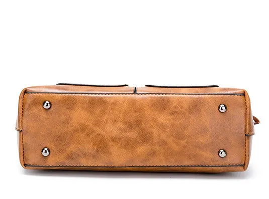 Vintage PU shoulder bag large 32x11x26cm cross-section square retro messenger bag