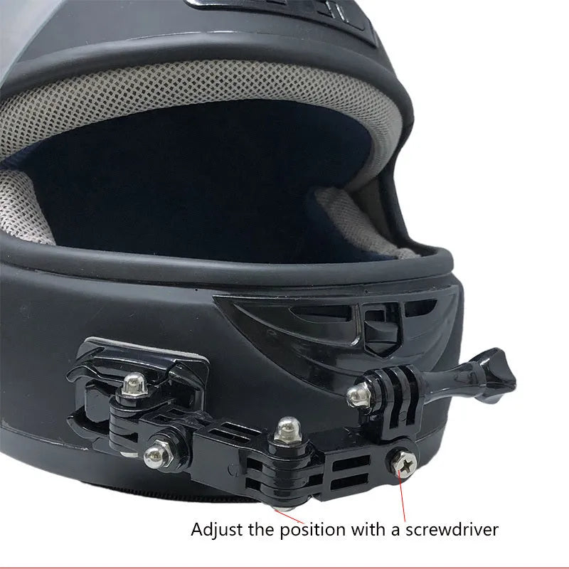 Black ABS stainless steel camera bracket for motorcycle helmet mobile phone holder