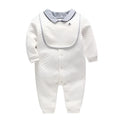 White long sleeve cotton baby boy gentleman romper for formal occasions