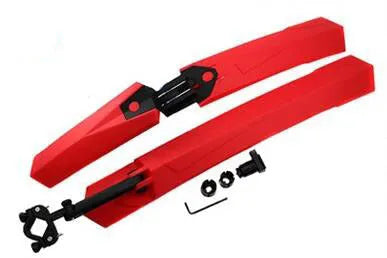 Universal quick-release bicycle mudguards in black, blue, green, or red colour options