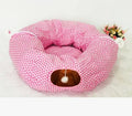 Rolling Dragon cloth cat tunnel sleeping bag rest toy pad in pink colour 25x25x9cm