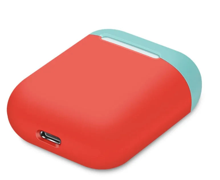 Silicone protective sleeve for AirPods charging case in split design showing colour options