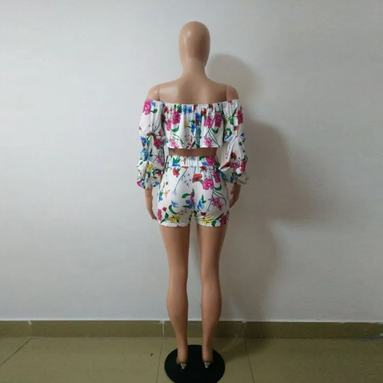 Multicolour digital print lounge set with pile sleeves and matching shorts