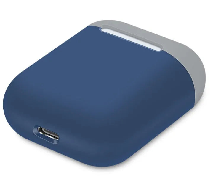 Silicone protective sleeve for AirPods charging case in split design showing colour options