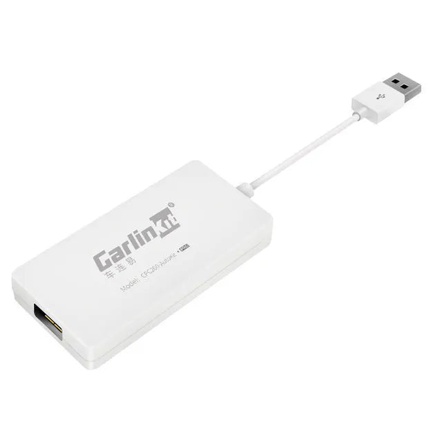 Black wireless CarPlay USB dongle adapter for iPhone and Android car stereo connectivity