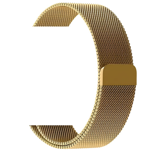 Stainless steel watch strap in silver, shown next to black, gold, and rose gold colour options.