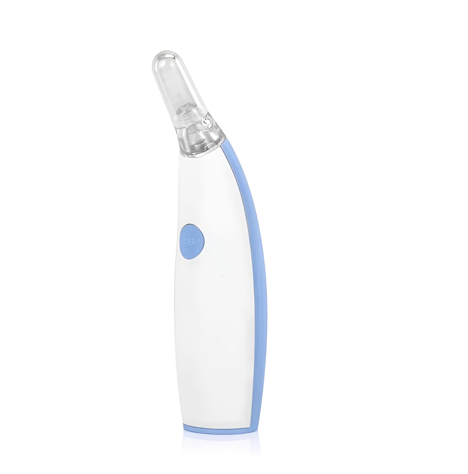 Rotating earwax vacuum cleaner with spiral silicone head, blue, with LED light and multiple attachments