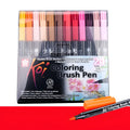 Set of water-based watercolour brush markers with soft flexible tips, shown in 12 colour options.