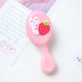 Cute portable resin massage comb for kids in strawberry design, 15-20 cm, soft bristles for detangling