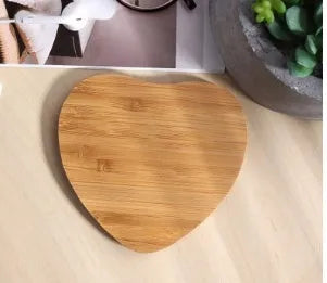 Natural heart shape bamboo wireless charger pad with USB cable for Qi smartphones