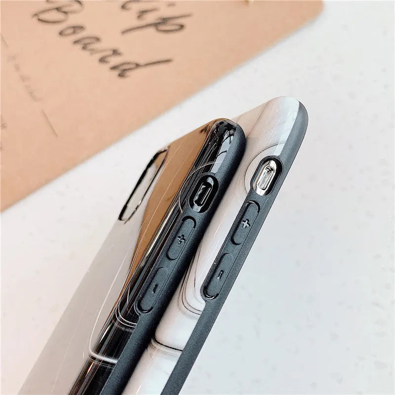 Marble mobile phone case for iPhone in white with IMD soft shell construction