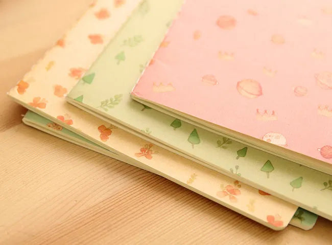 A5 hardcover notebook with broken flowers pattern, ruled paper, 21x14cm