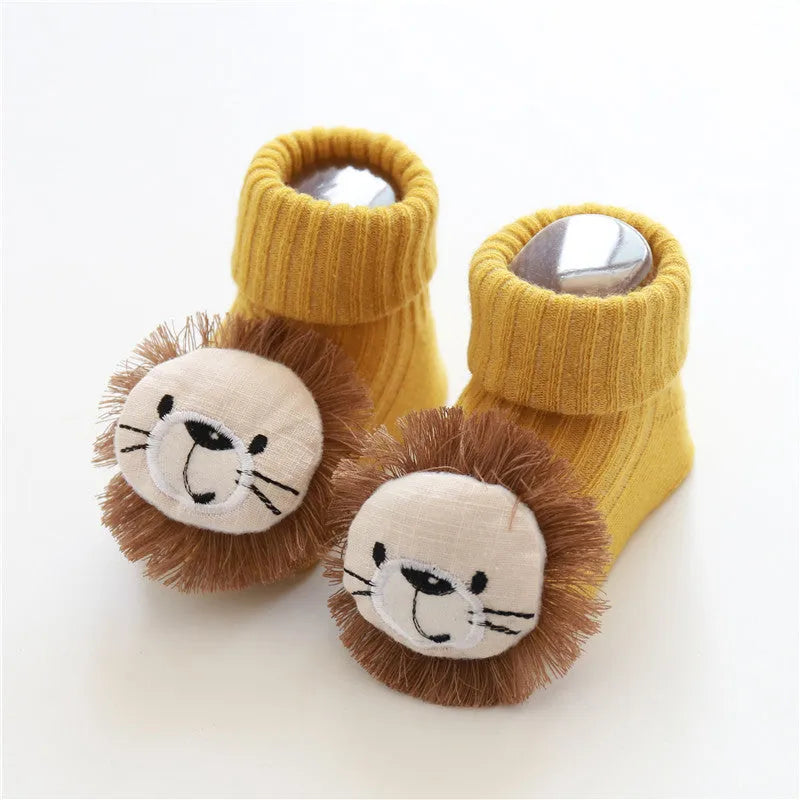 Cotton infant floor socks in multiple patterns with size options XS to M