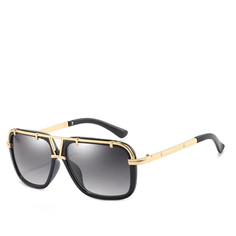 Unisex large frame PC sunglasses in bright black frame plain light for driving and outdoor activities