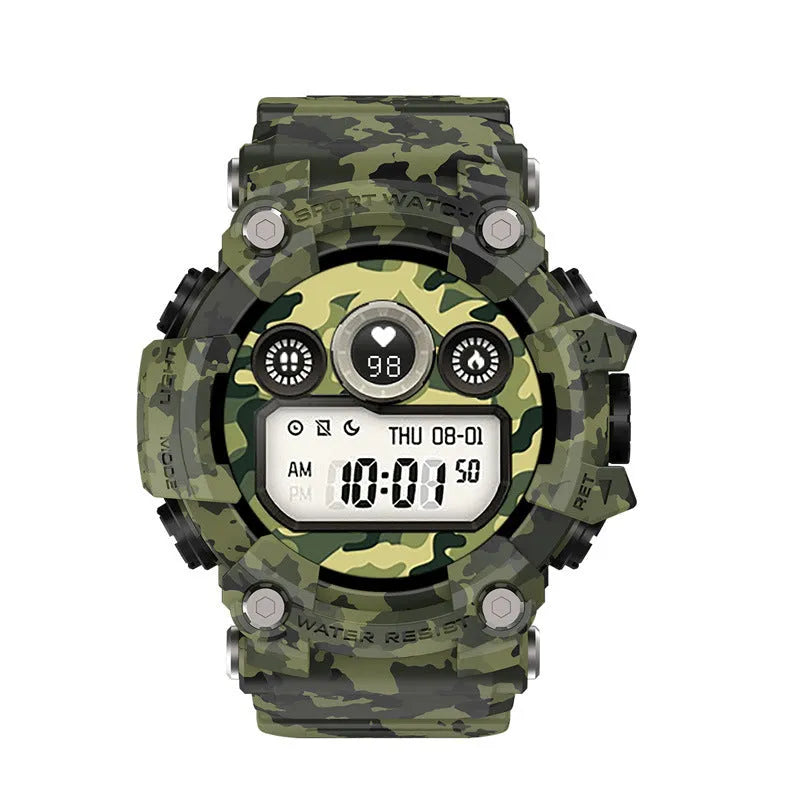 T6 Tactical Rugged Smart Watch in Black or Green with 1.3-inch touch screen on wrist.