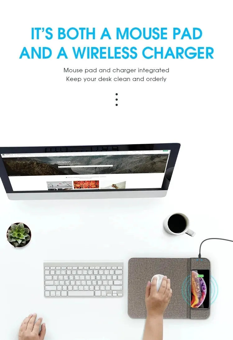 A foldable cloth phone holder showing a smartphone charging wirelessly on its angled stand.