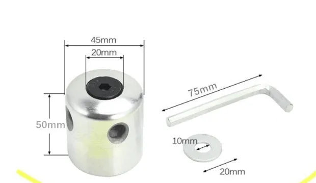 Silver aluminium lawn mower grass trimmer head replacement kit with four light yellow grass ropes